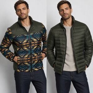 Pendleton Puffer Jacket Mens L Aztec Genesee Down Reversible Lightweight Outdoor